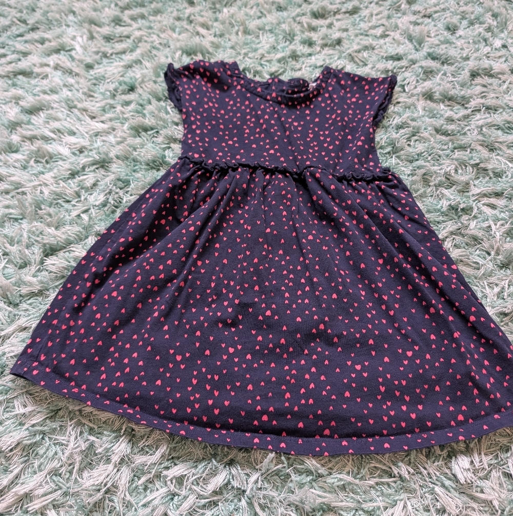 GAP Navy and Pink Heart Girls Dress - 3T